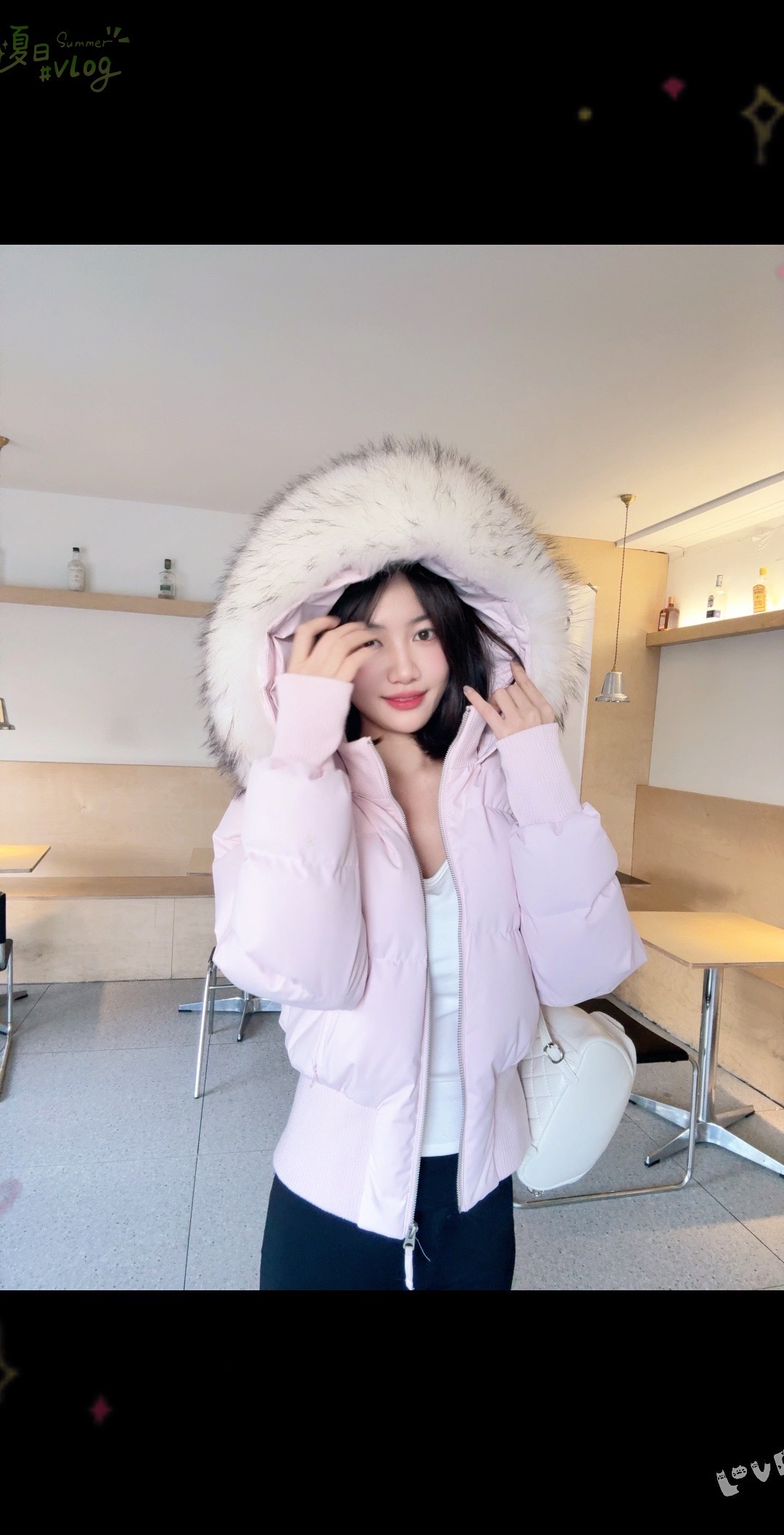 Tloml 25新款超大毛领短款小海鸥90白鸭绒短款收腰显瘦羽绒服