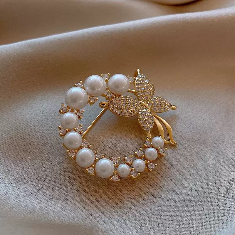 合金仿珍珠胸针 【初时服饰】精美秋冬胸针