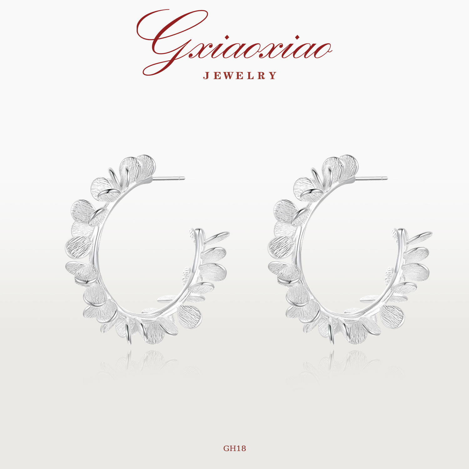 G XIAOXIAO 镀K金 气质轻奢简约百搭花叶C形耳环 GH18