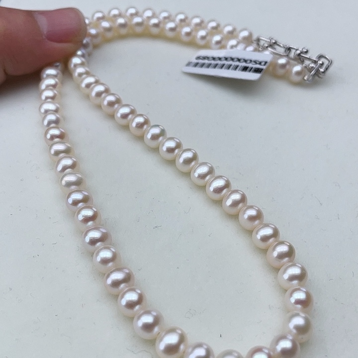 淡水珍珠颈饰银S925镶嵌卡6.5-7极光天女粉高品
