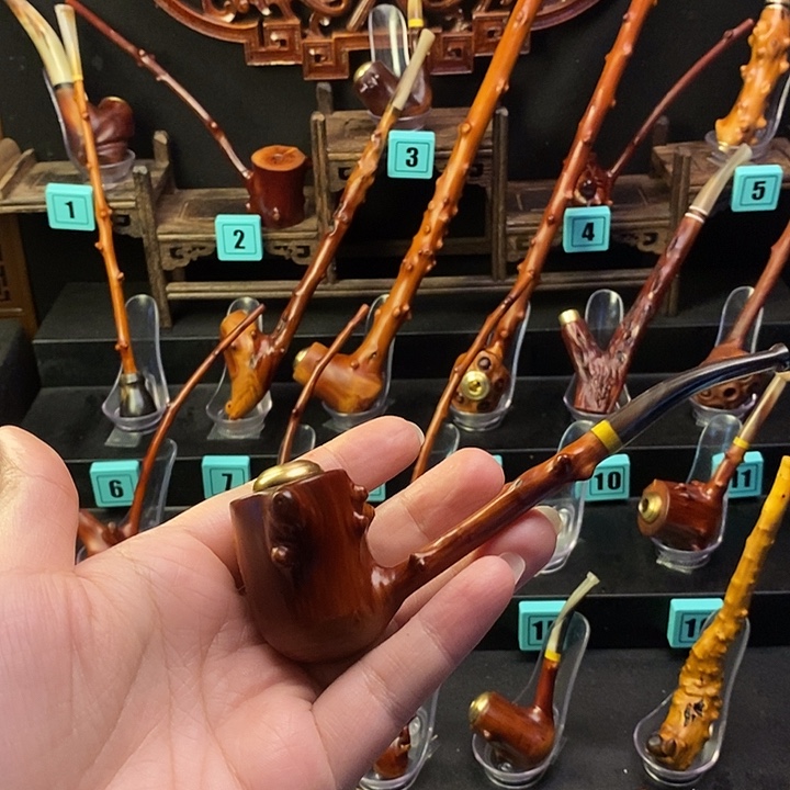 上***傅大叶紫檀（黑酸枝木类）檬子木烟斗