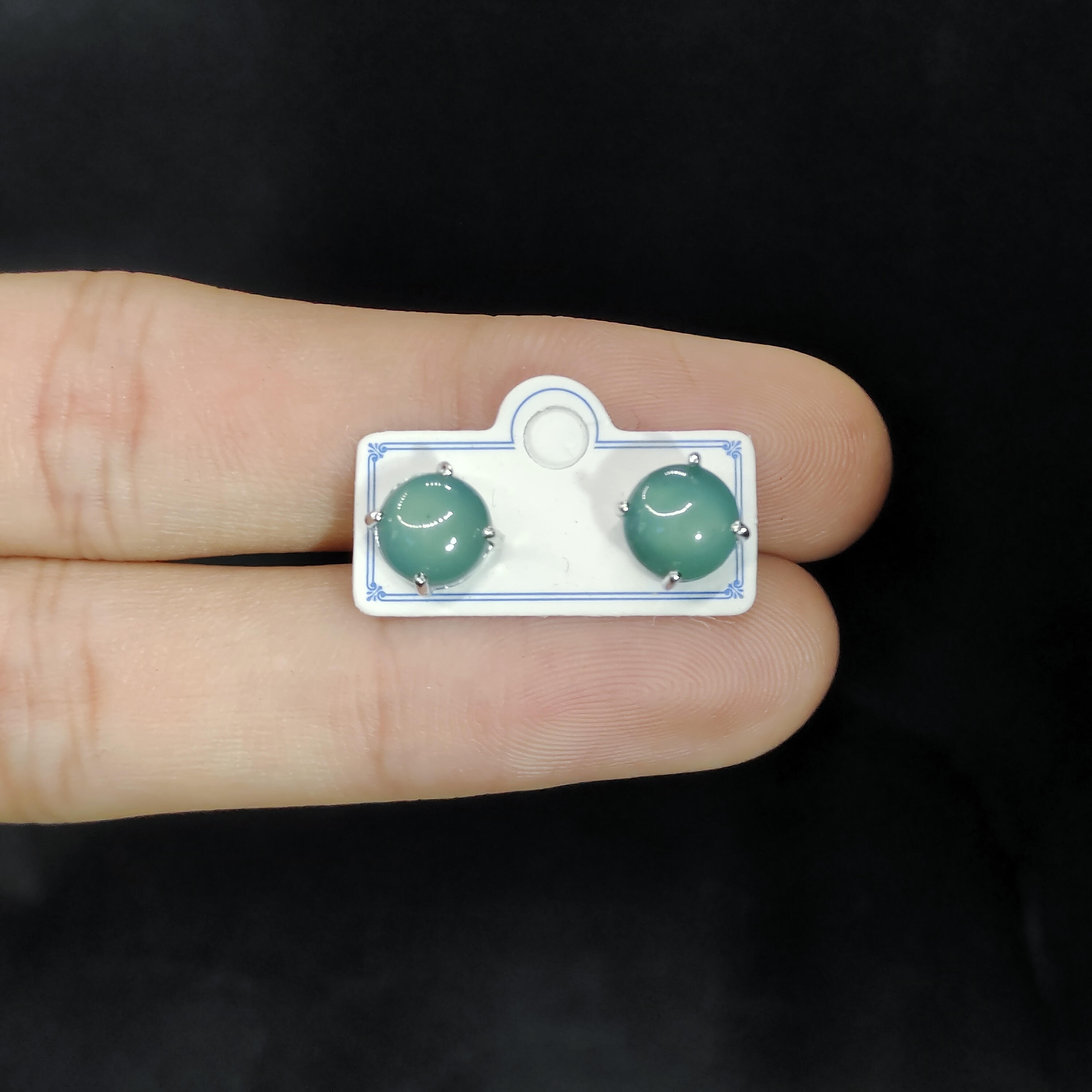 【老三珠宝】翡翠蛋面耳钉2939【多样性发其一】约7mm