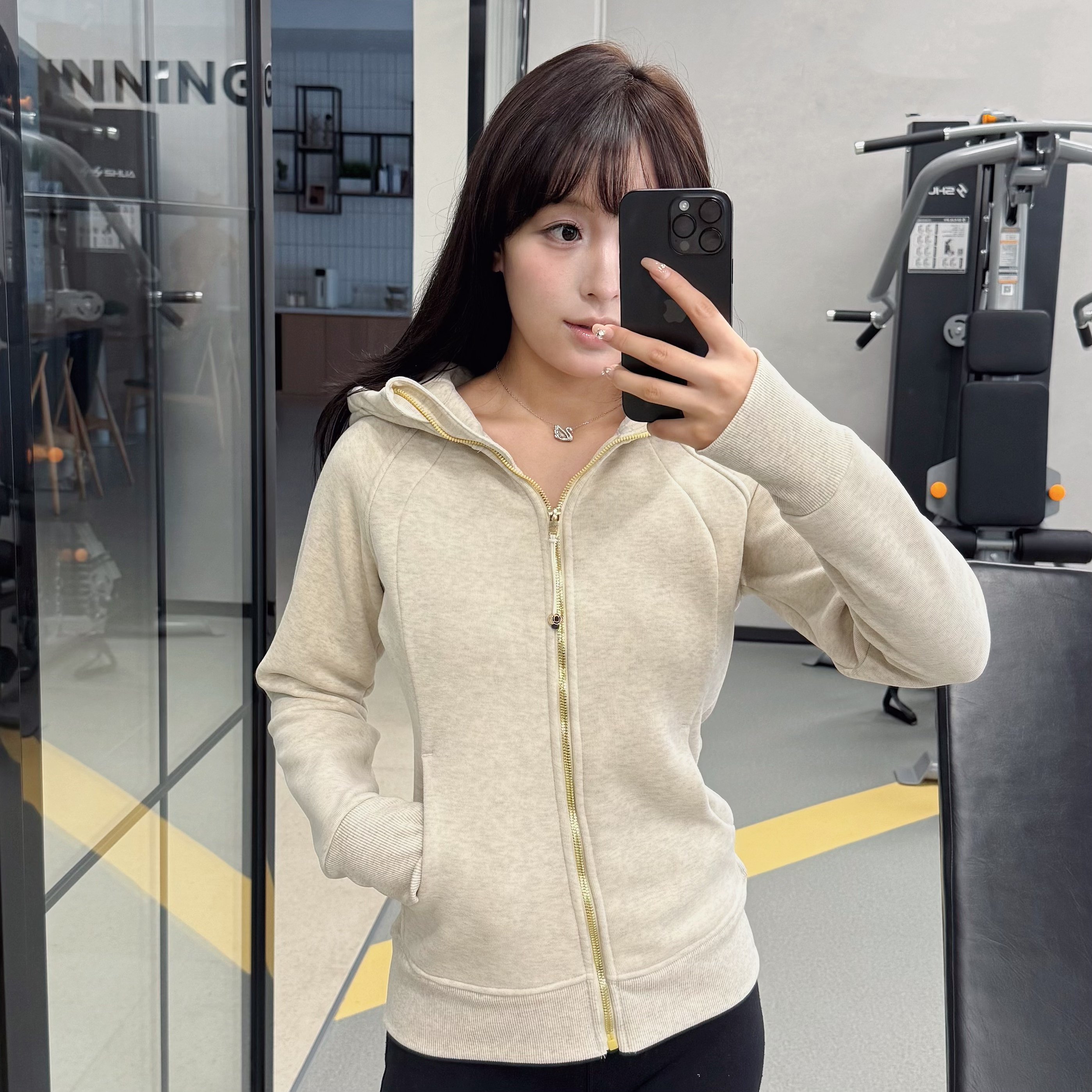 【LU.lu】连帽长款女装简约女款修身开襟冬季新款外套  B608