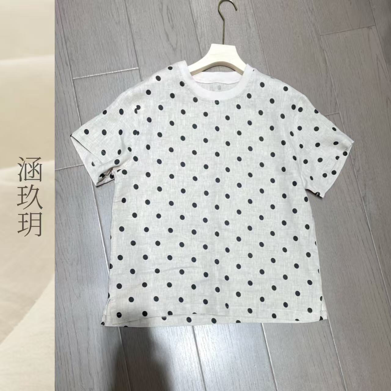 涵玖玥▪100%汉麻【满怀波点】净版点点精致感短袖上衣素-2567