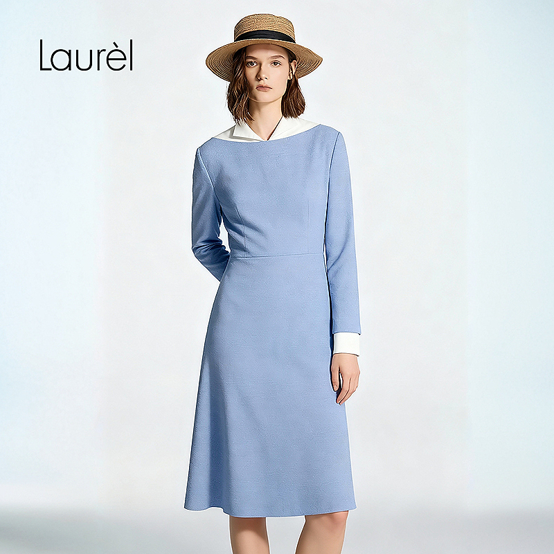 【丽公主专享】Laurel25秋小立领撞色连衣裙LWD366Y08900
