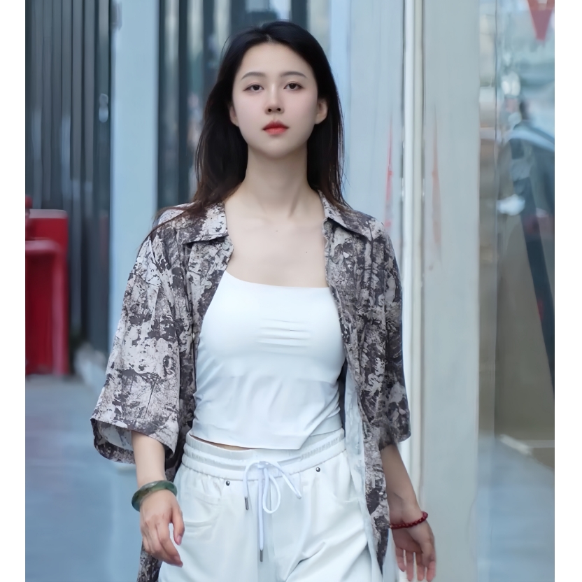 2025夏季薄款复古迷彩扎染印花短袖衬衫男休闲宽松衬衫M4120213