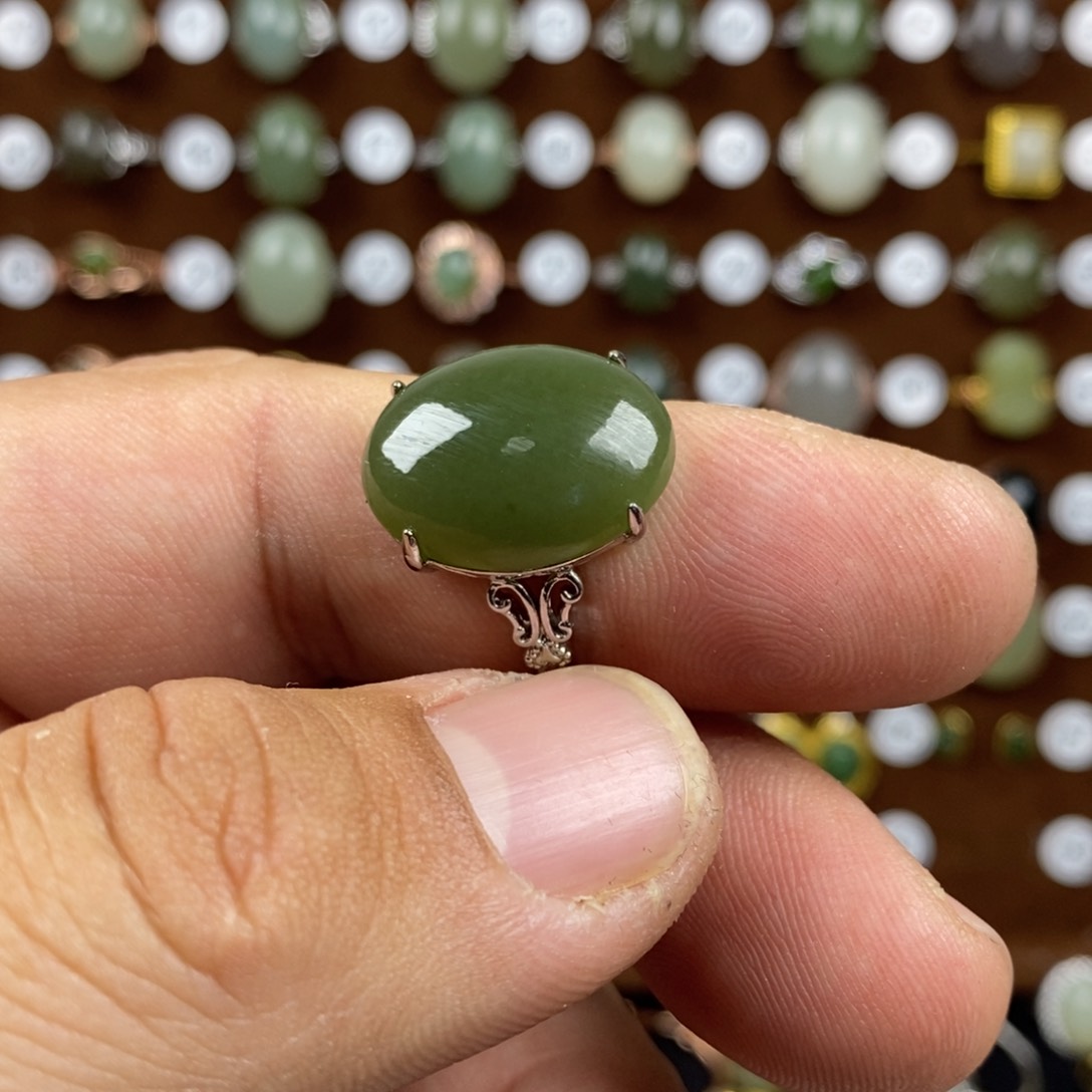 和田玉（青玉）戒指合金