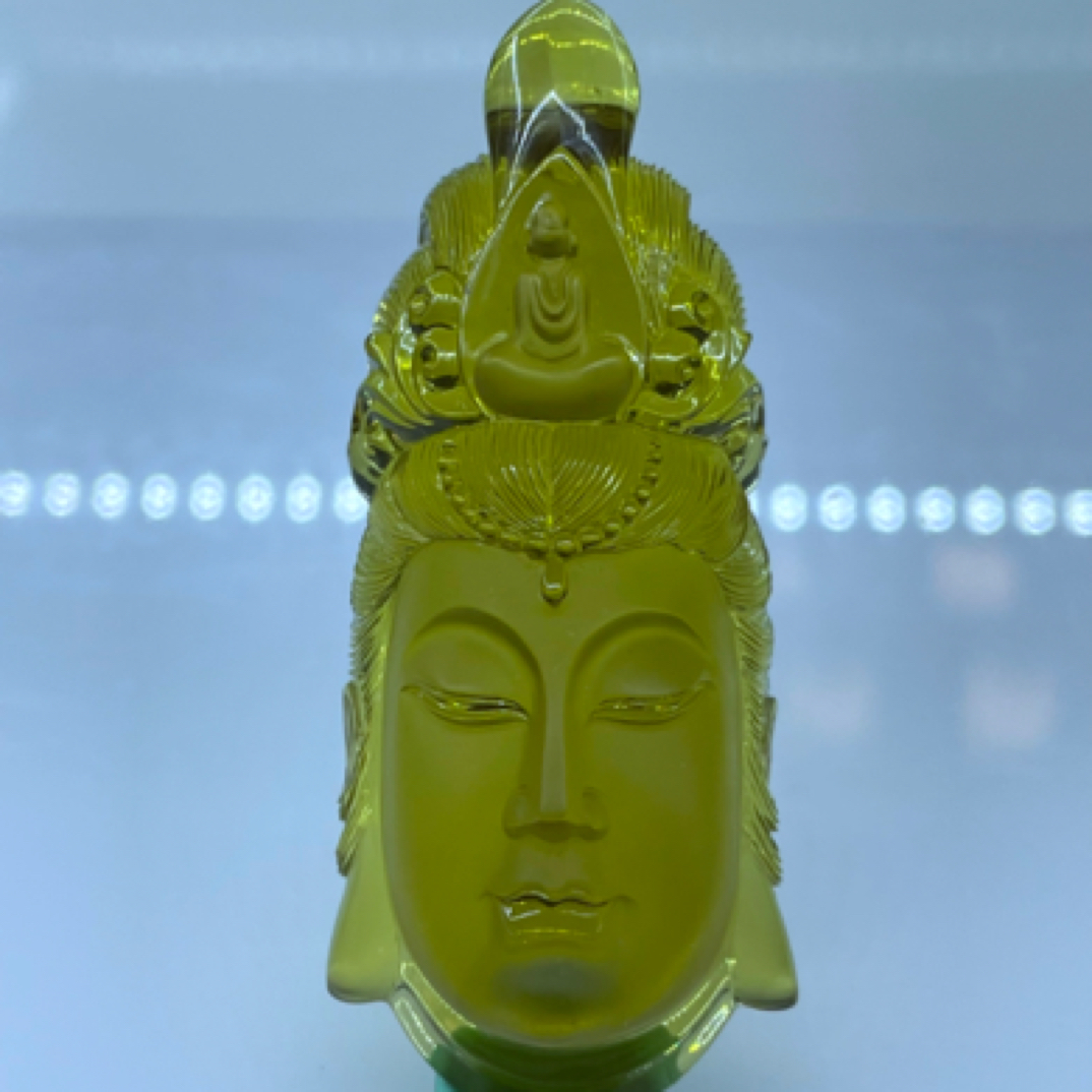 【李氏珠宝】馆藏级24克帝王绿茶观音菩萨坠规格74/31.8/21.6mm