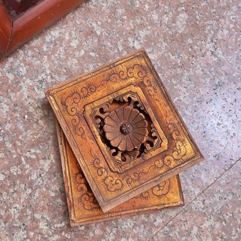 香榧木潘*2个孤品木雕15