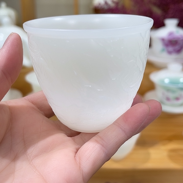璞玉素烧新材浮雕主人杯100-111111