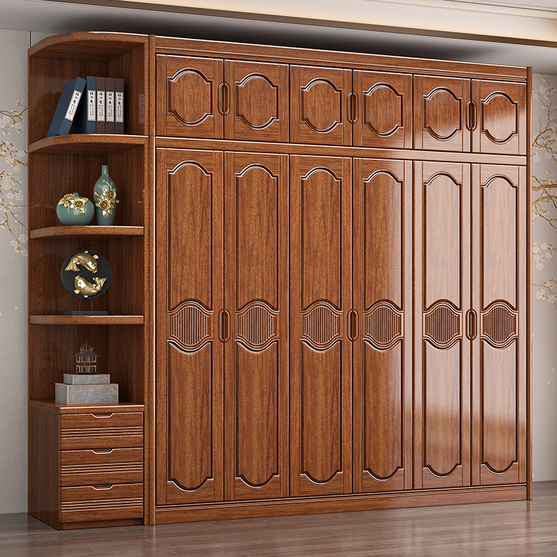 【佛山工厂】新中式胡桃木实木衣柜主卧家用简约大容量大衣橱家具
