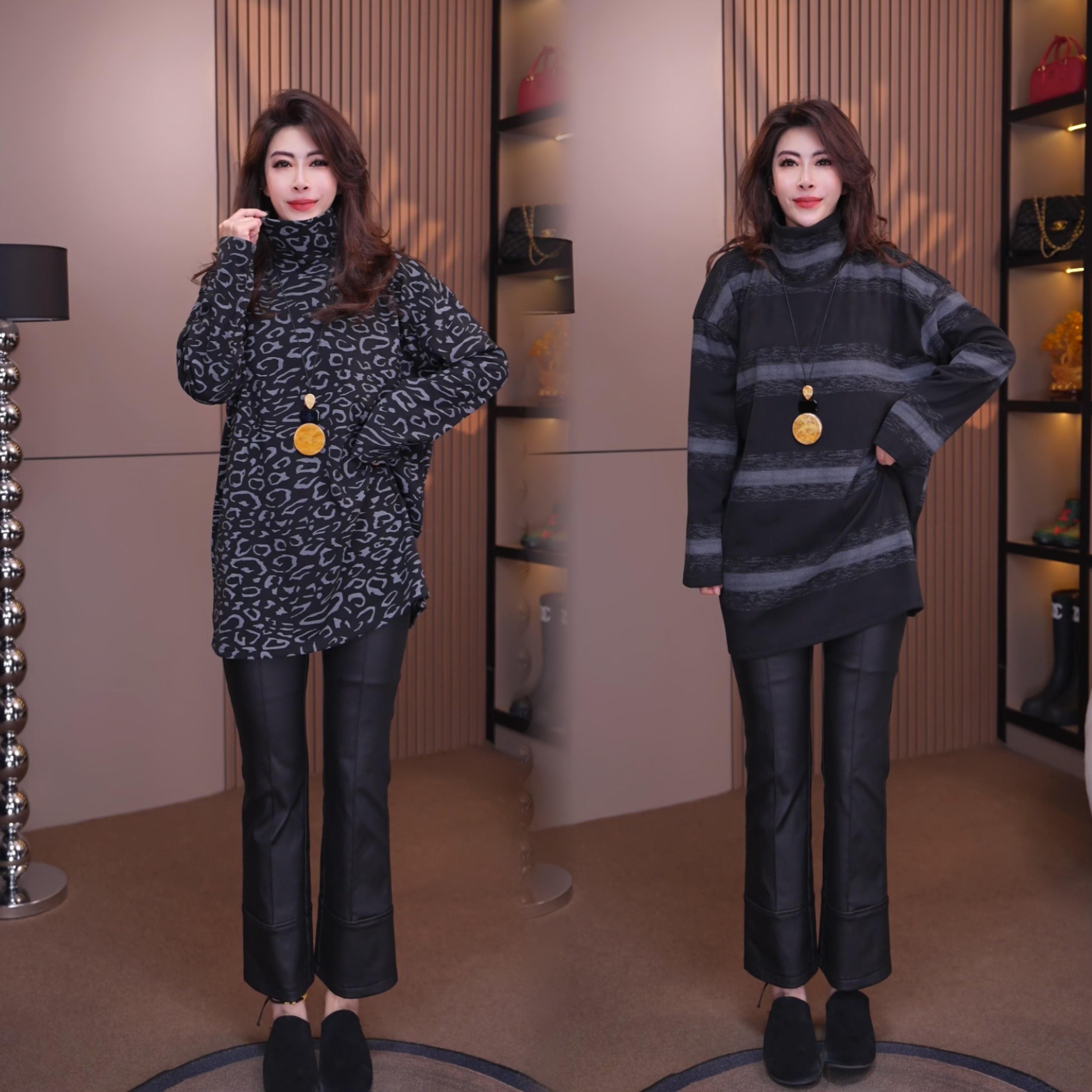 8501#《榜衣》韩版秋冬新款气质显瘦复古德绒设计休闲长袖女T恤百搭