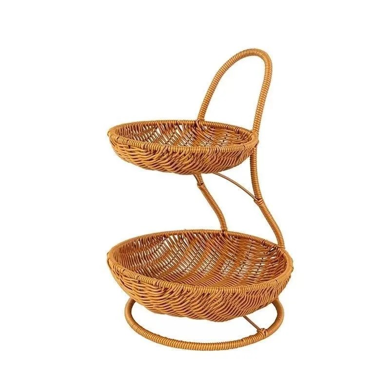 H15仿藤手工编织创意造型桌面点心盘零食盘水果盘收纳盘