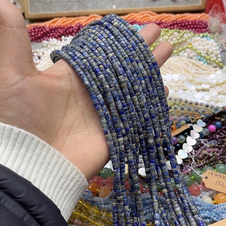 玛瑙/玉髓珠宝半成品未镶嵌一条4/2mm老蓝纹直切