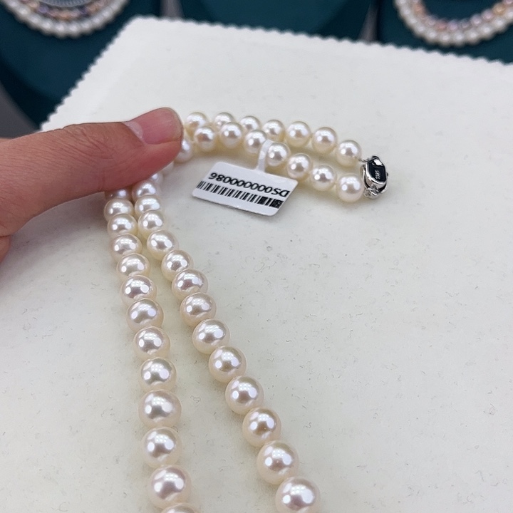 淡水珍珠颈饰银S925镶嵌卡8极光炫彩高品