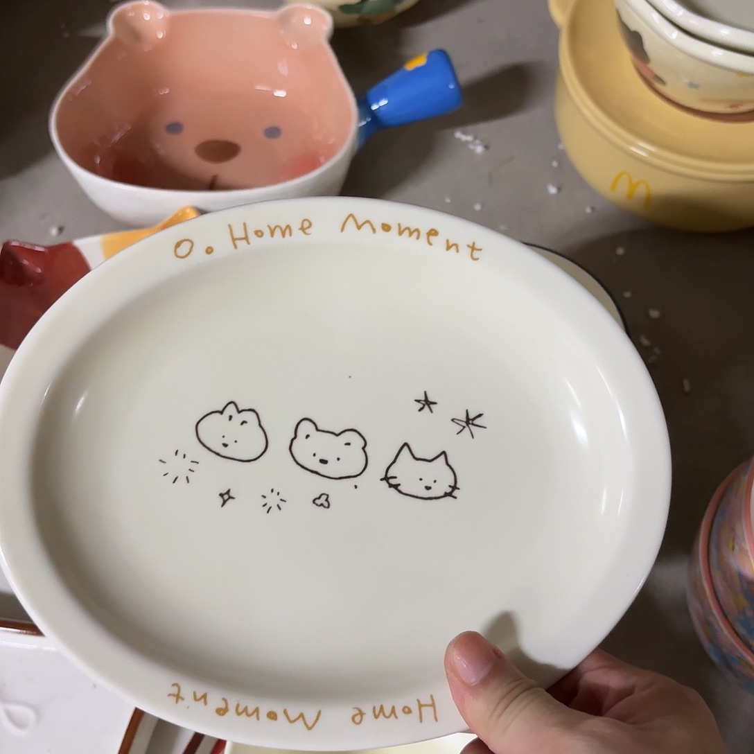 搪瓷三个线条涂鸦盘