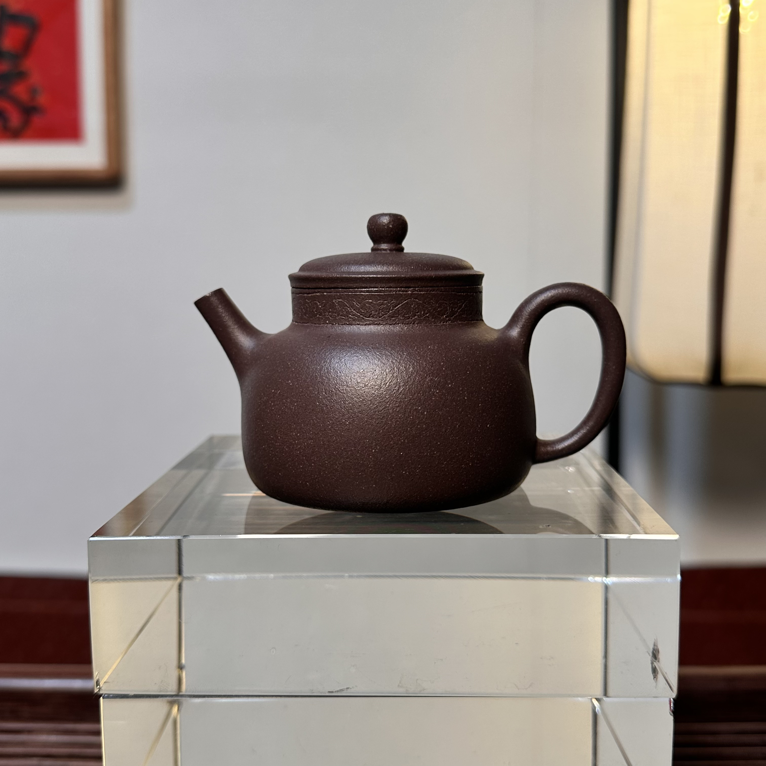 言心壶·原矿大水潭天青泥·精刻回纹·容量 150cc 宜兴紫砂