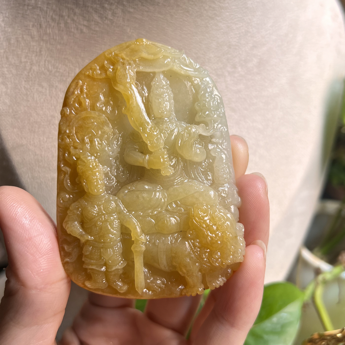 缅甸翡翠A货文殊菩萨