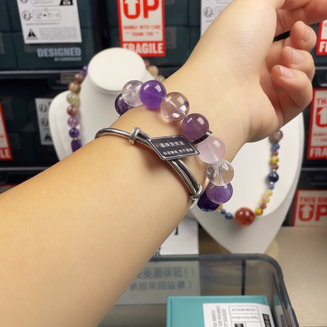 银S925镶嵌烟晶手链