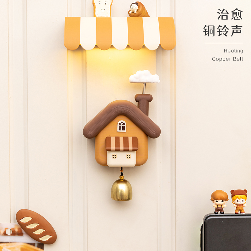 【团】创意高颜值可爱铜铃铛入户门挂磁吸多巴胺风铃店铺开门提醒