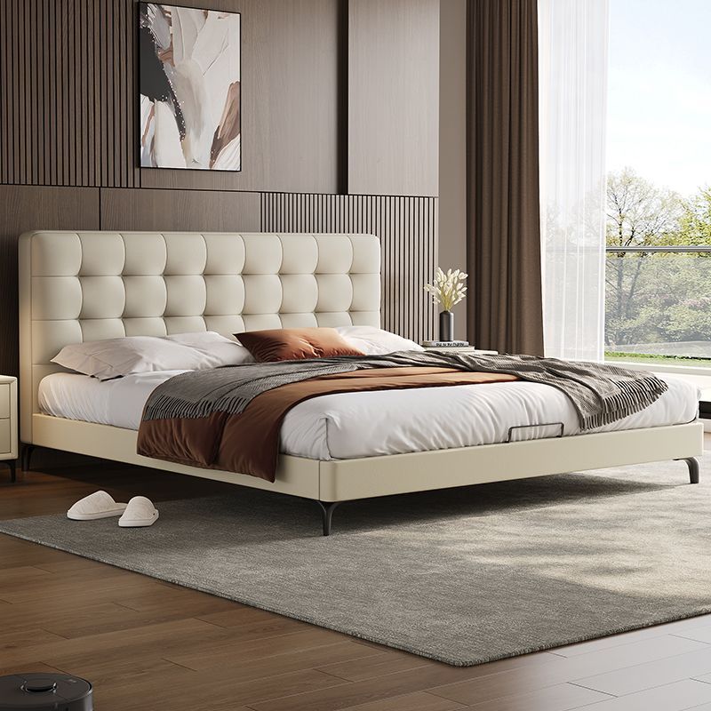 华夫格10公分床头1.8米主卧超薄双人床意式极简床1.5米双人床婚床