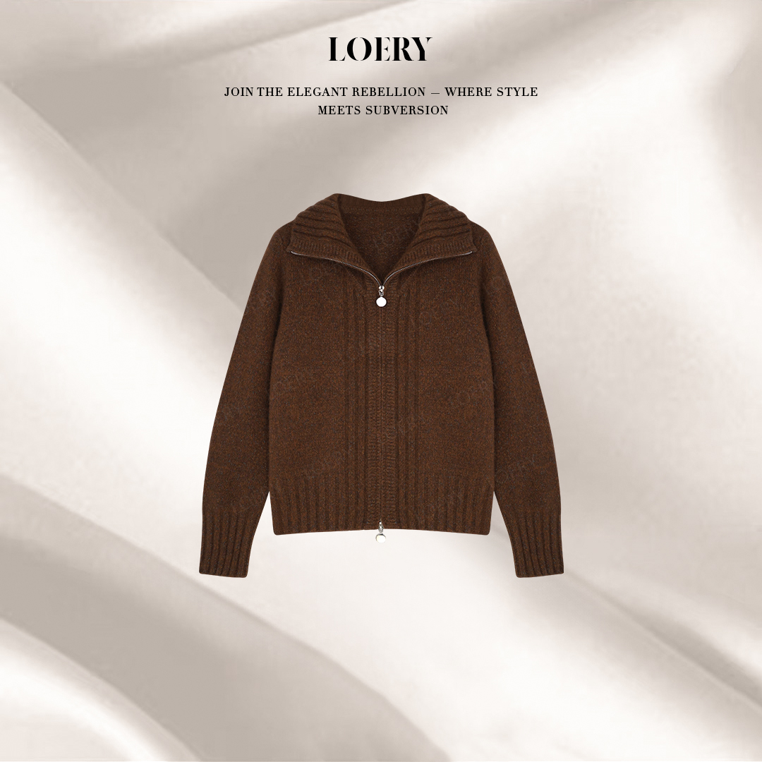 LOERY【柔软时光编号26】慵懒风纯色复古美利奴羊毛开衫-12628