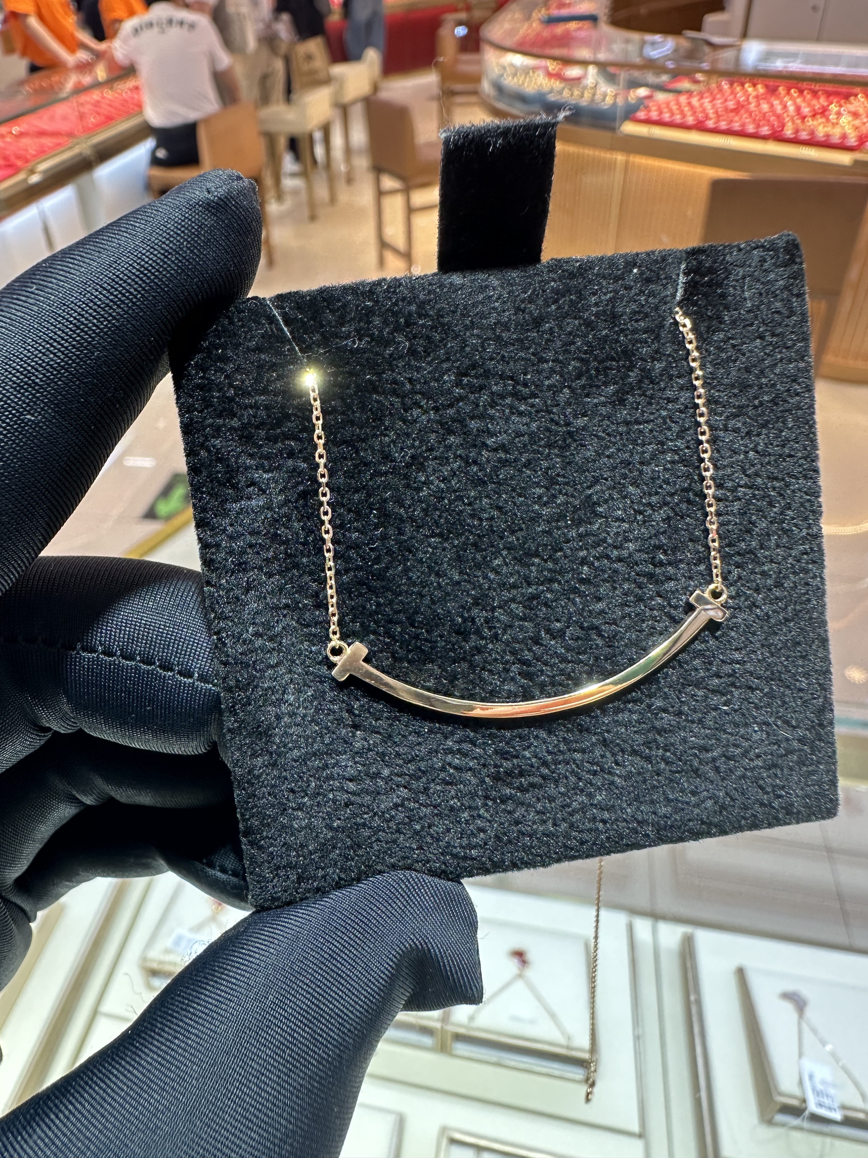 【金恒珠宝】18K金光金微笑项链 玫瑰金 福利款