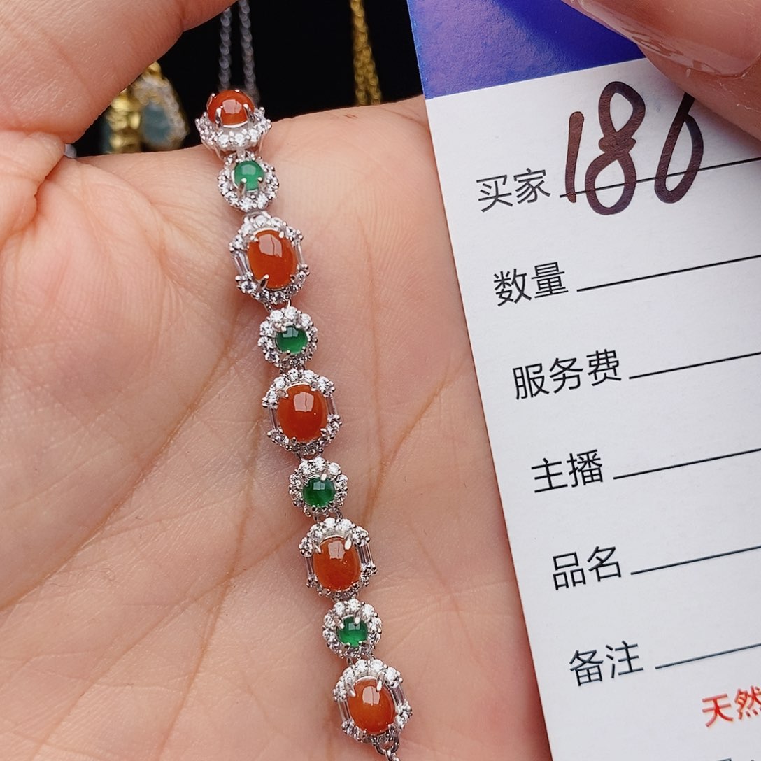 翡翠戒指银S925镶嵌手链