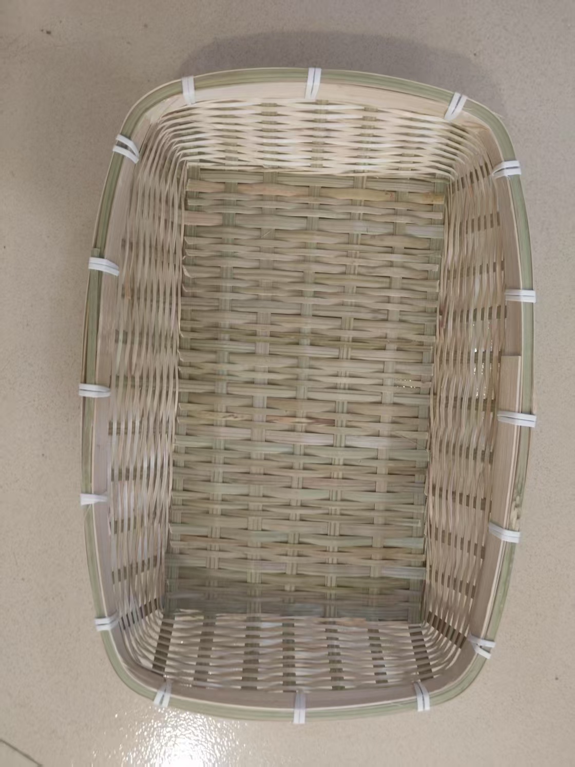 竹青长方形竹筐手工编织水果竹篮35*24