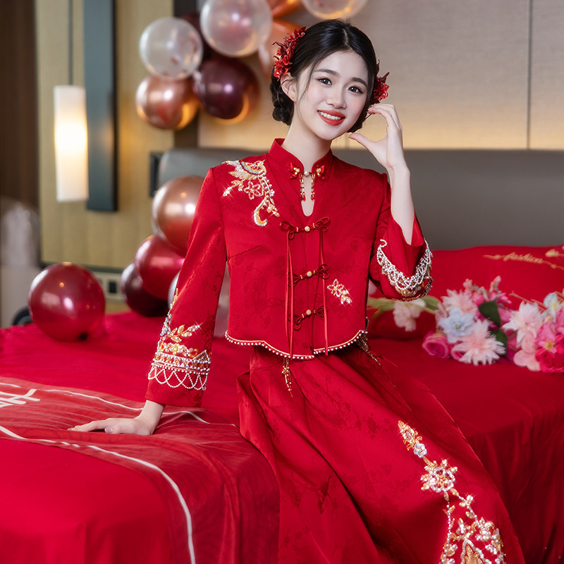 【禧遇】新中式秀禾服新款新娘秋冬结婚礼服裙订婚服女装敬酒服2025