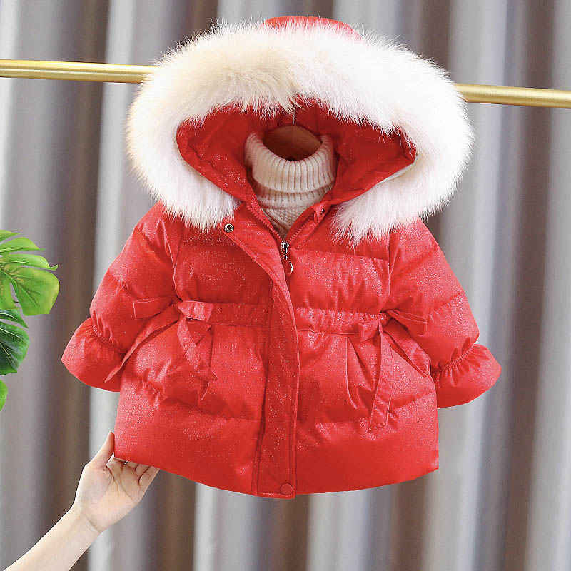 女童羽绒服白鸭绒女宝宝加厚保暖洋气连帽上衣儿童洋气韩系外套