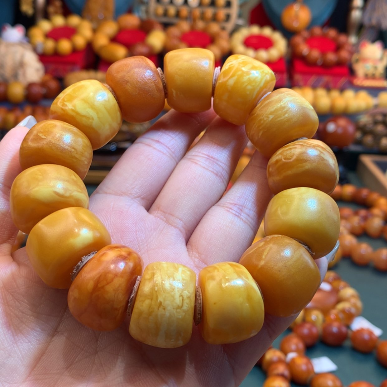 【闪购商品】蜜蜡手链未镶嵌大***士蜜蜡手串