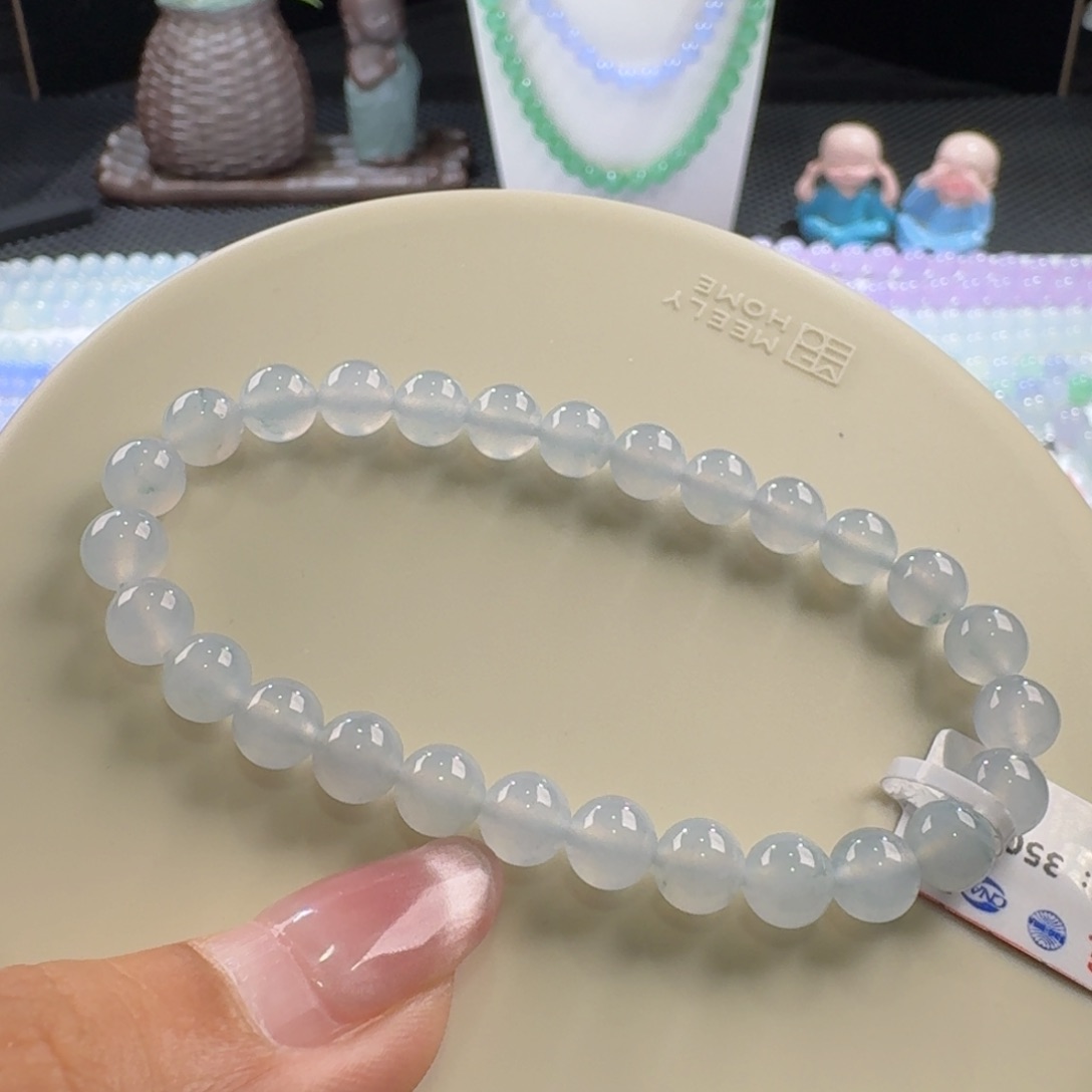 翡翠手链未镶嵌冰胶淡蓝卡7新品福利