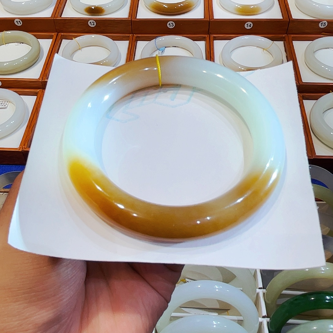 未镶嵌手镯和田玉且末胖圆天地糖53 54 55