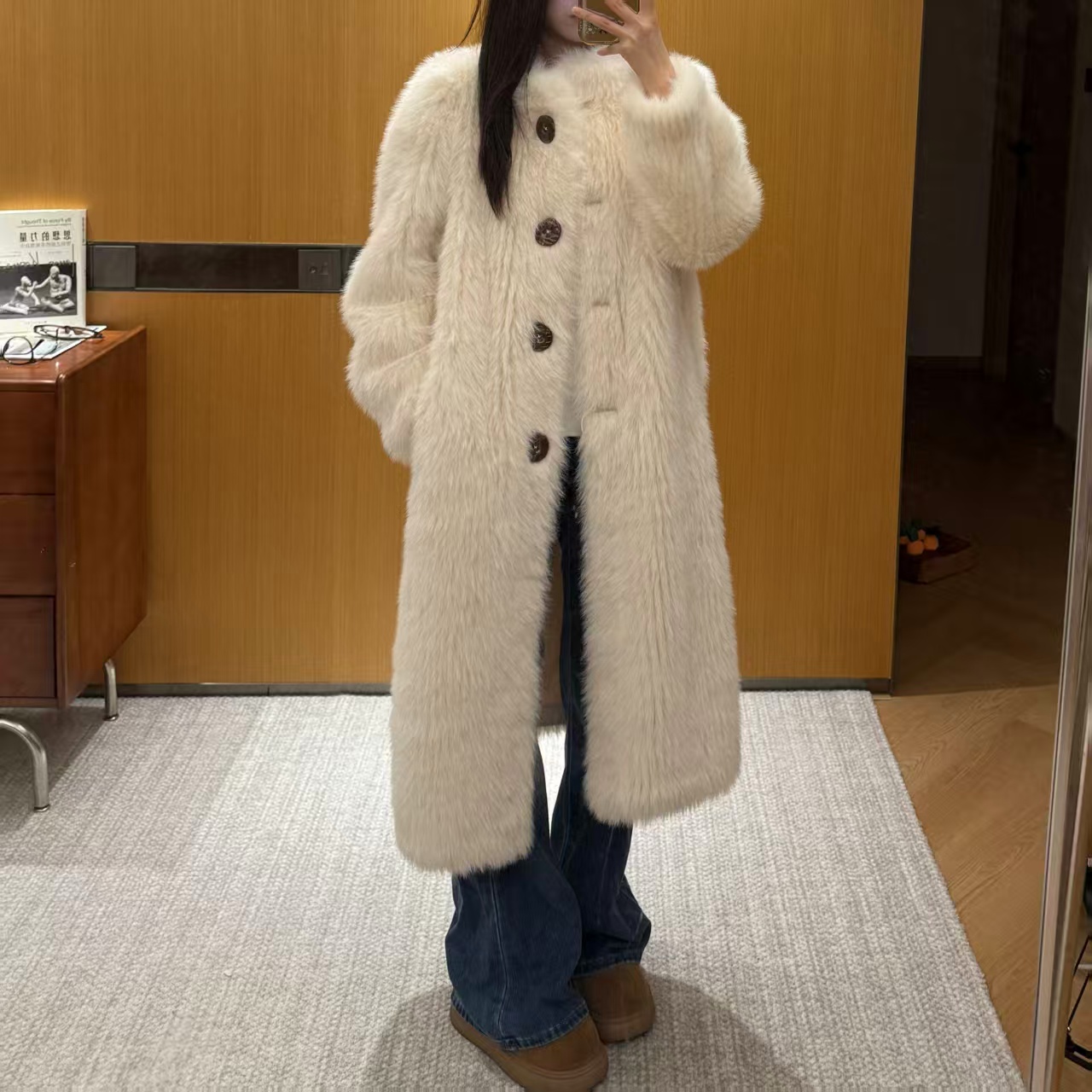 立领长款棒球领翻领女白色通勤风   039C