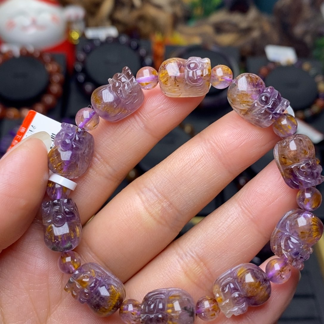 水晶A015极光金多多貔貅手链未镶嵌