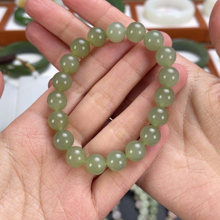 和田玉手串未镶嵌雷*