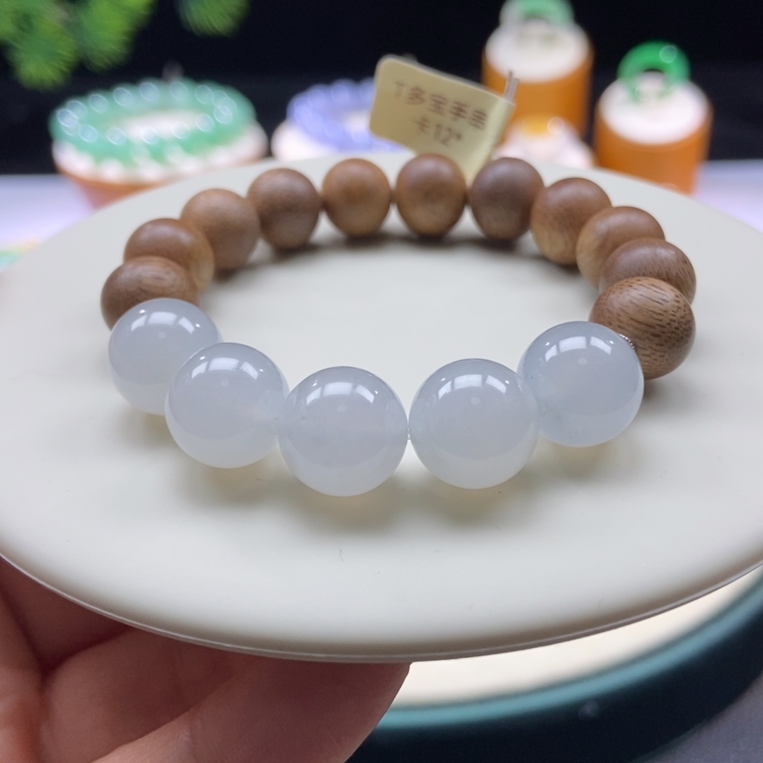 沉香木手串冰胶圆珠12.4mm