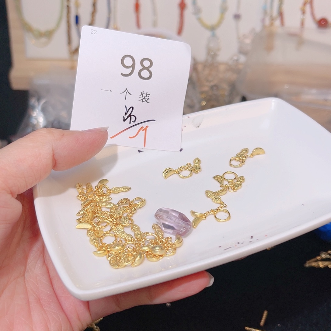 紫晶珠宝半成品银S925镀金镶嵌98