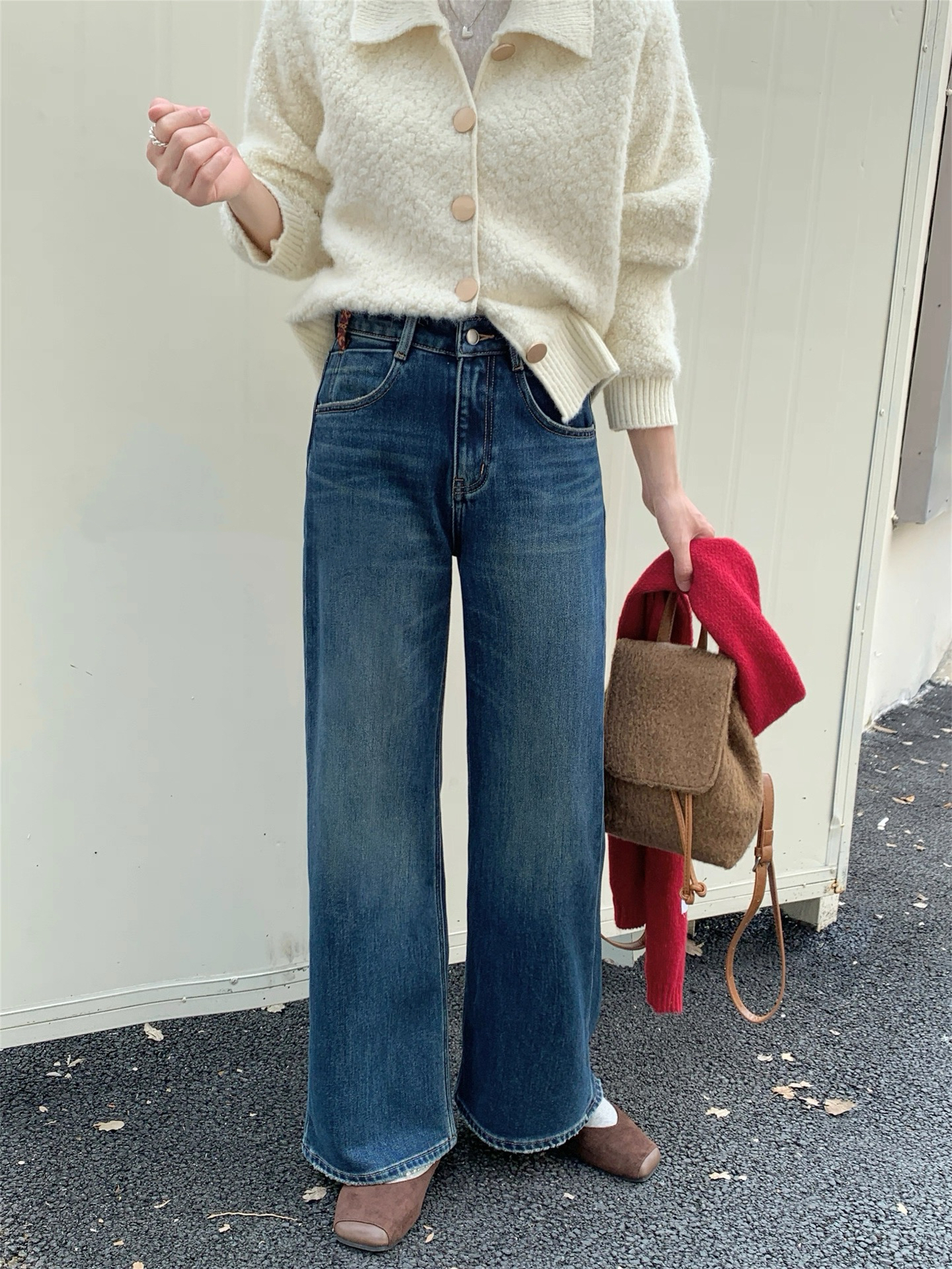 SU【815】代A9 愫洋  冬四面弹暖丝绒蓝色十分筒喇裤