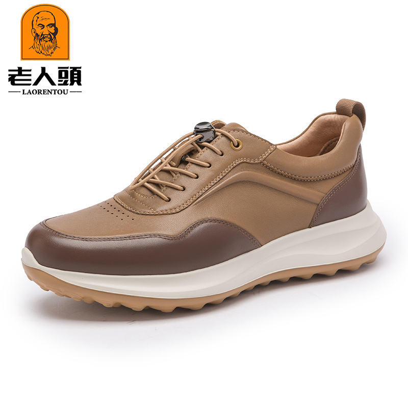 老人头商务一脚蹬系带简约休闲皮鞋轻便户外男士皮鞋软底SL51902