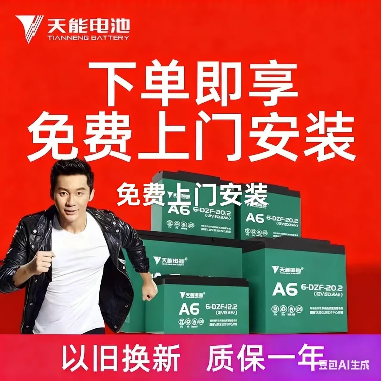 全新原装天能电池石墨烯电池以旧换新电动车电瓶雅迪台玲铅酸电池