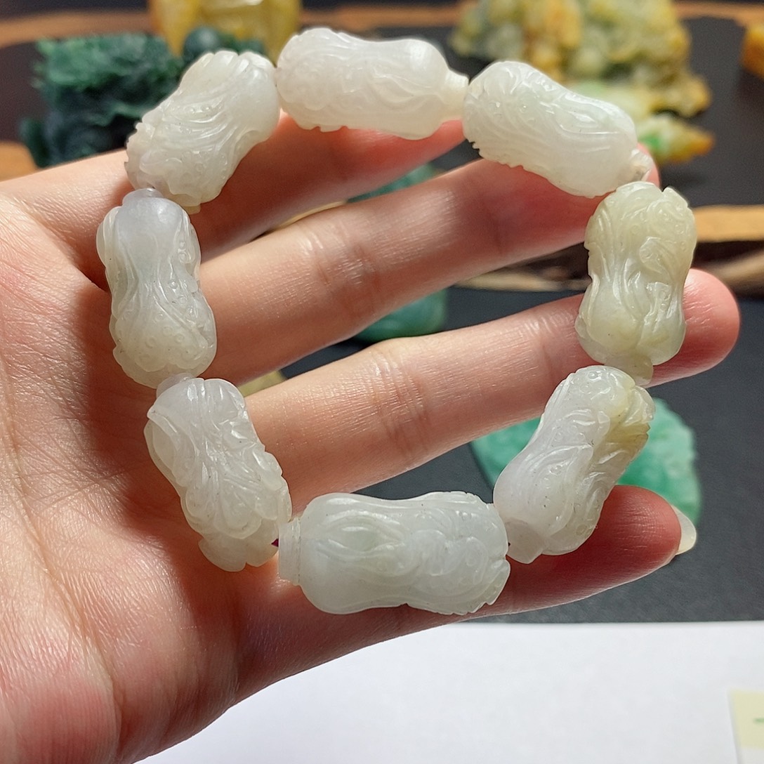 定制翡翠未镶嵌天然a货翡翠白菜手串