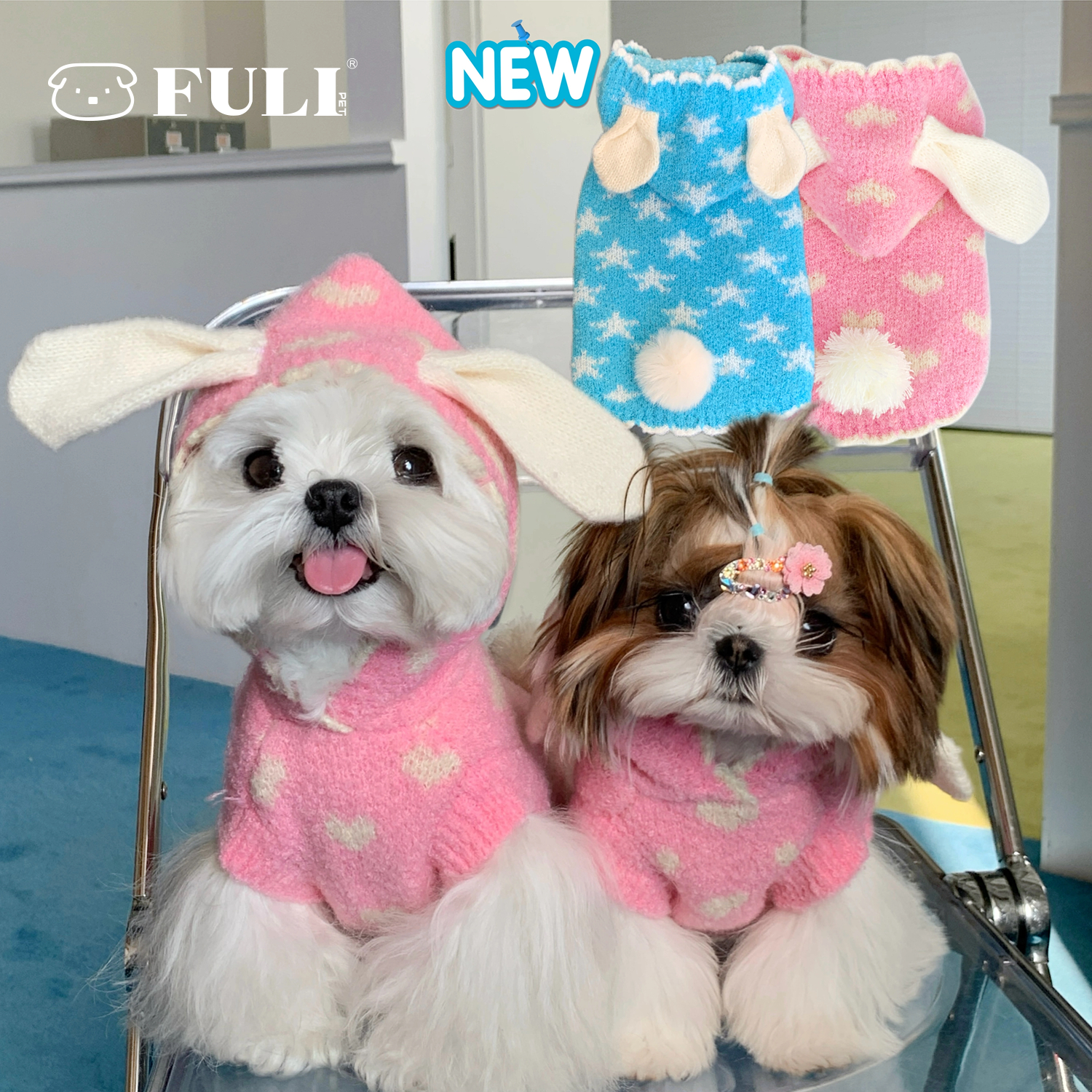 FULIPET「垂耳兔立耳熊毛衣」.暖暖系列.西施犬马尔济斯比熊雪纳