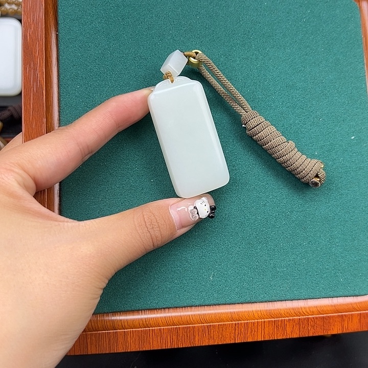 和田玉未镶嵌手链白玉无事牌