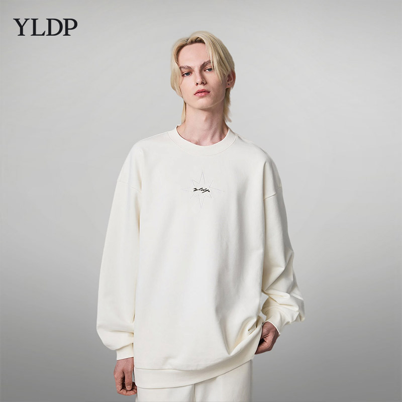 YLDP八芒星金属Logo高街廓型黑白卫衣运动套装高街潮牌无性别