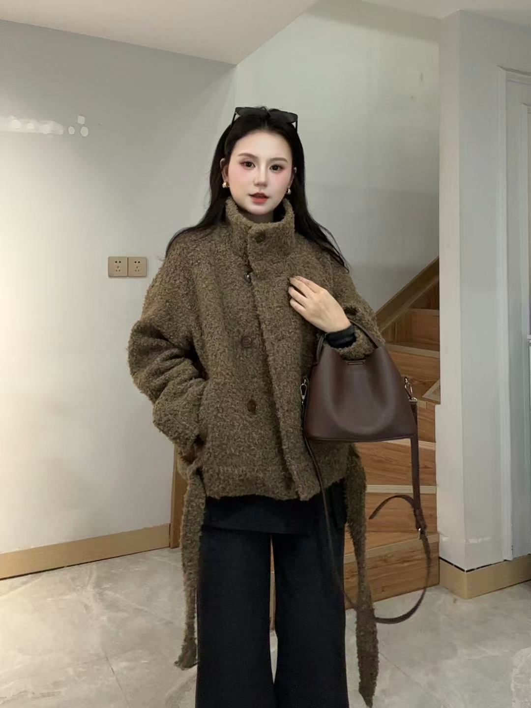 【冬季暖阳】2025秋冬新款韩系立领百搭加厚保暖小个子大衣毛呢外套