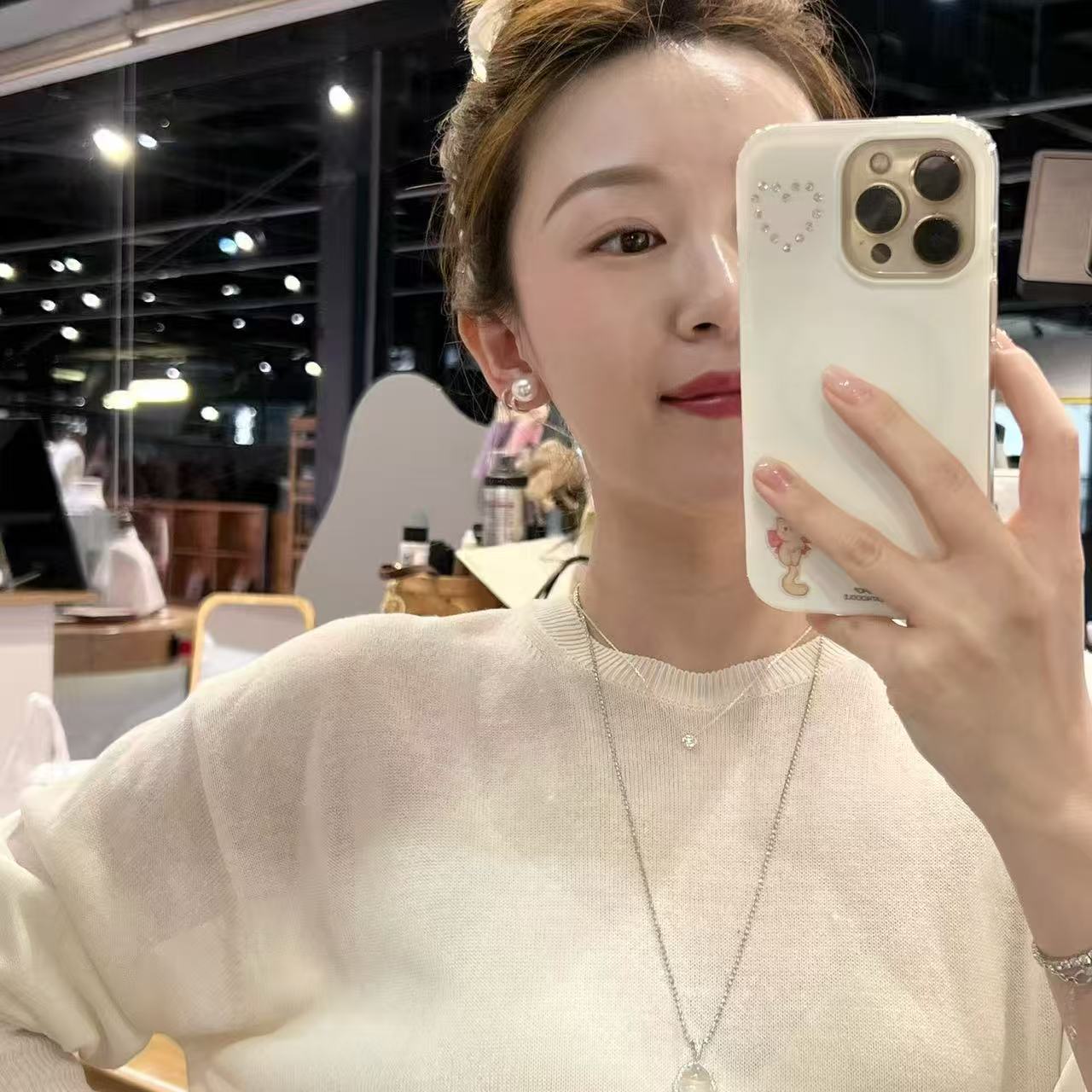 足银耳饰 人造珠珠耳钉  馒头珠  耳针足银999