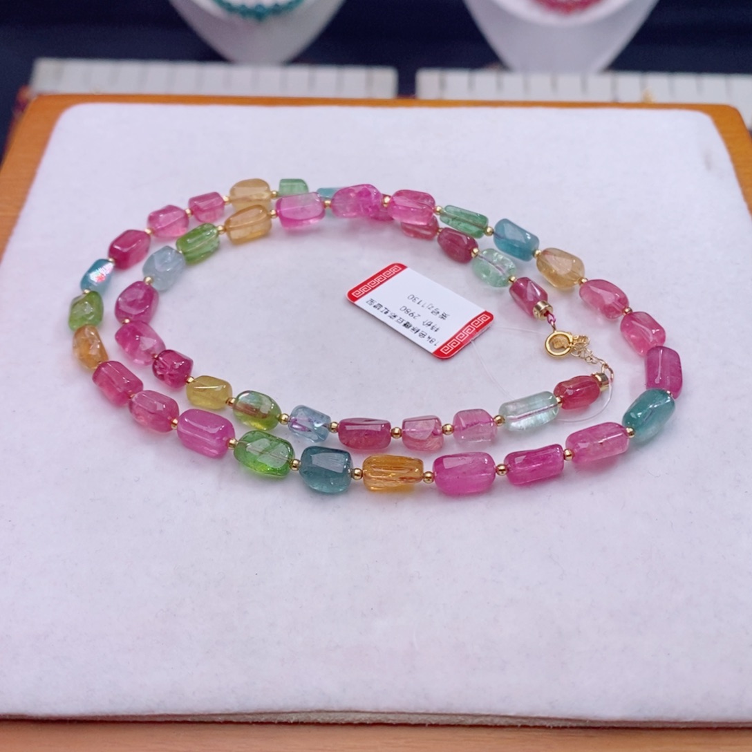 项链18K金镶嵌碧玺d