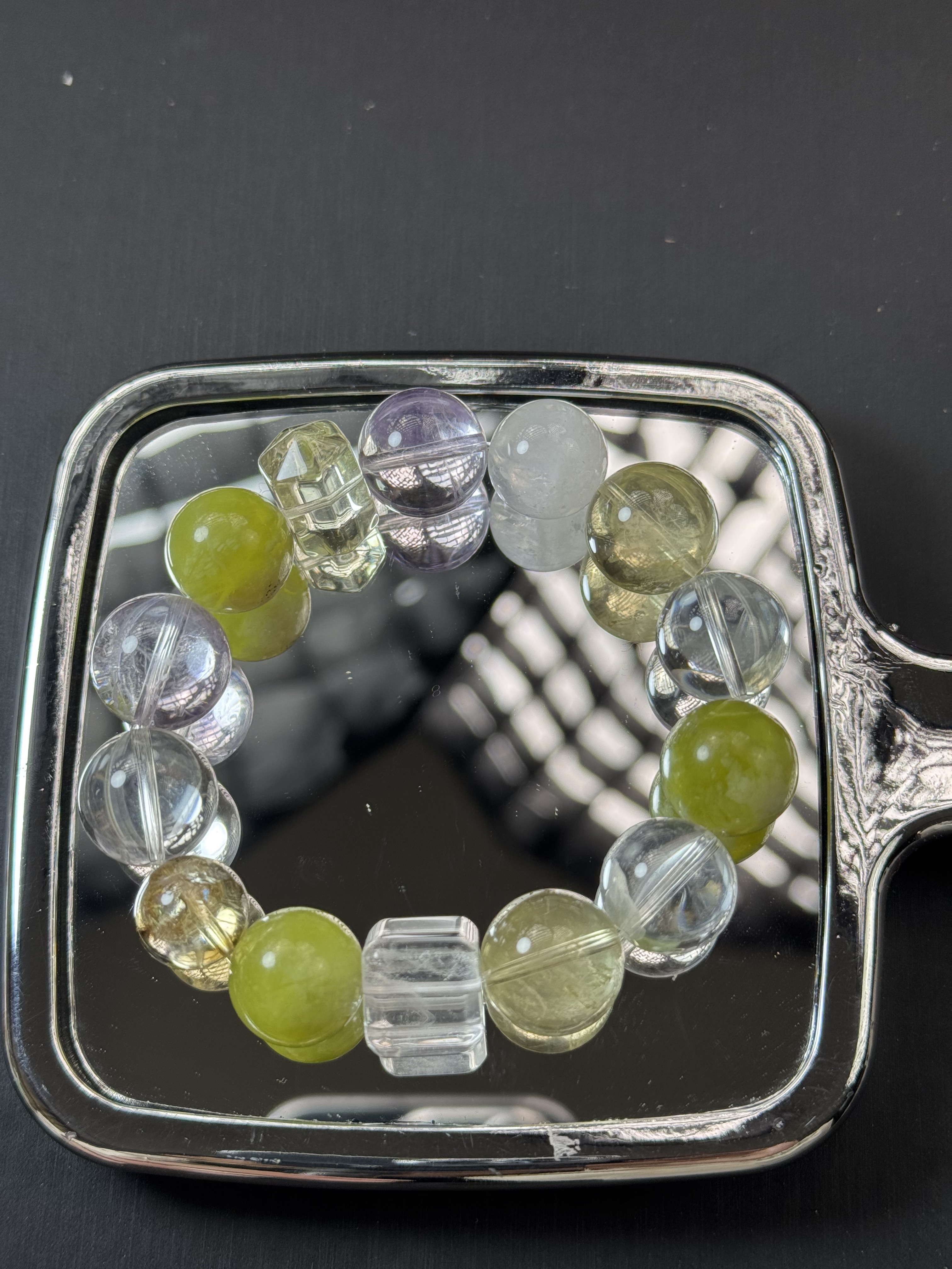 A707 天然水晶多宝手链15mm+多样性发一